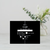 Echte Zilveren Folie Zwart Monogram Huwelijk RSVP Folie Uitnodiging Briefkaart (Staand Voorkant)