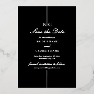 Echte Zilveren Folie Zwart Trouwen Save The Date Uitnodiging