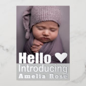 Echte Zilveren Fotocollage Hallo Baby Aankondiging (Voorkant)