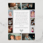 Echte Zilveren Fotocollage Hallo Baby Aankondiging (Achterkant)