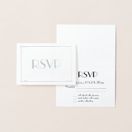 Echte zilverfolie Art Deco trouw RSVP-kaarten 8,9x Folie Kaarten