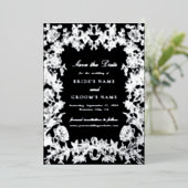 Echte Zilverfolie Bloemen Huwelijk Save the Date K Folie Uitnodiging (Staand Voorkant)