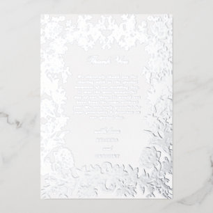 Echte zilverfolie Elegante Bloemen Huwelijk Bedank Folie Uitnodiging