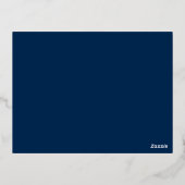 Echte zilverfolie Elegante Luxe Blauwe bruiloft RS Folie Uitnodiging Briefkaart (Achterkant)