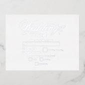 Echte zilverfolie Elegante luxe witte bruiloft RSV Folie Uitnodiging Briefkaart (Voorkant)