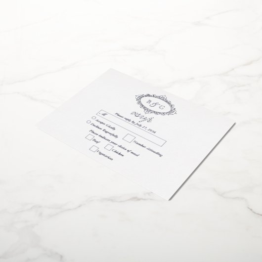 Echte zilverfolie krans witte trouw-RSVP Folie Uitnodiging Briefkaart (Gedraaid)