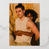 Echte zilverfolie modern Save the Date Folie Uitnodiging (Achterkant)