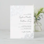 Echte zilverfolie weelderige Roos bruiloft Folie Uitnodiging (Staand Voorkant)