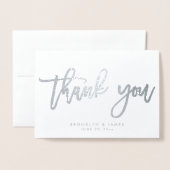 Echte zilverkleurige olievlek Dank je creditcard W Folie Kaarten (Voorkant met envelop)