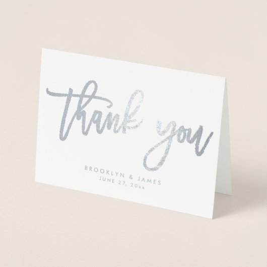 Echte zilverkleurige olievlek Hartelijk dank Folie Kaarten (Voorkant)