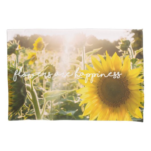 Echte Zonnebloem Foto Veld Bloemen Zijn Geluk Kussensloop (Voorkant)