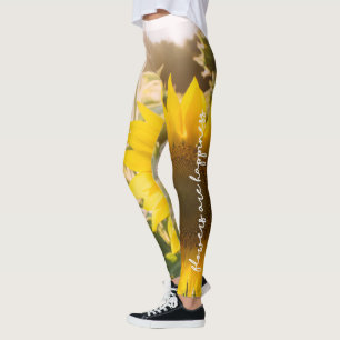 Echte Zonnebloem Foto Veld Bloemen Zijn Geluk Leggings