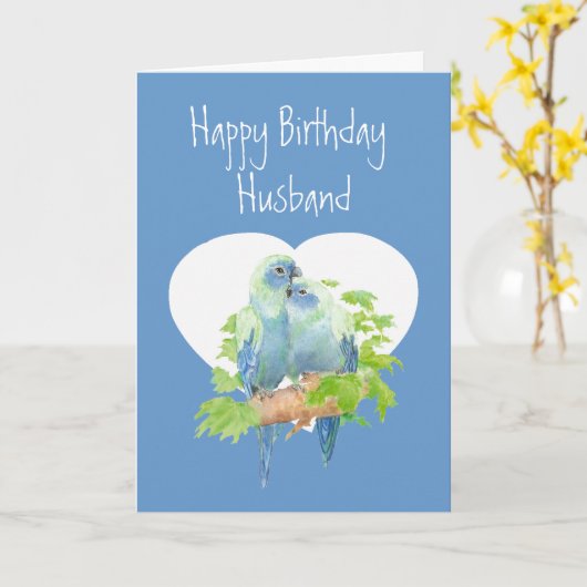 Echtgendag, Cute Romantic Parrots, Birds Kaart (Gele Bloem)