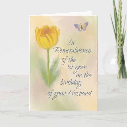 Echtgenoot 1 Jaar herdenkingsbloemen Kaart (Voorkant)