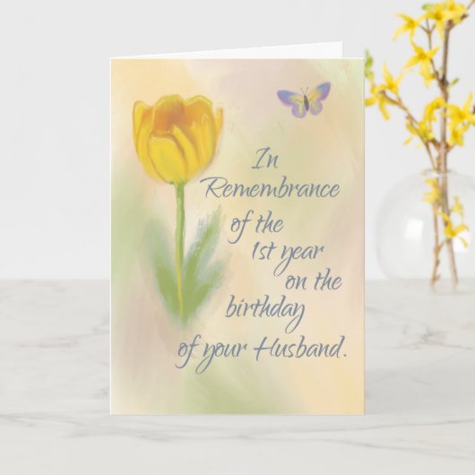 Echtgenoot 1 Jaar herdenkingsbloemen Kaart (Gele Bloem)