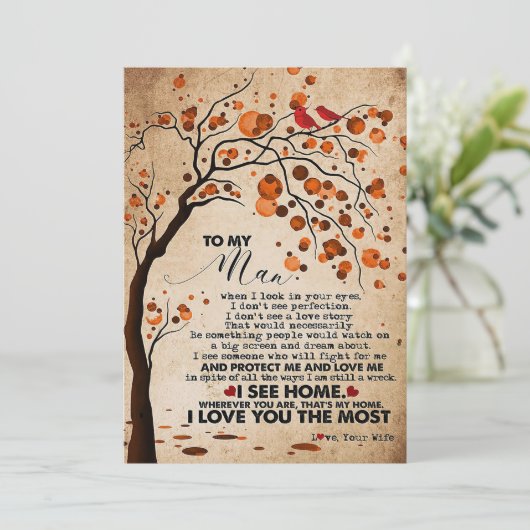 Echtgenoot aan mijn man ik zie thuis save the date (Staand voorkant)