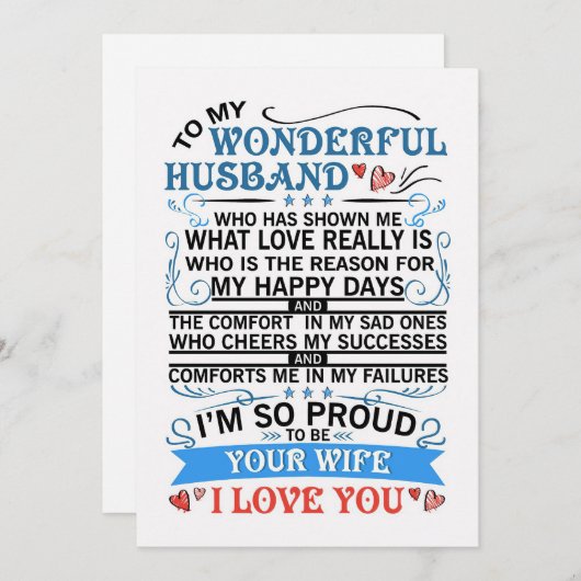 Echtgenoot aan mijn wonderlijke man feestdagenkaart (Voorkant / Achterkant)