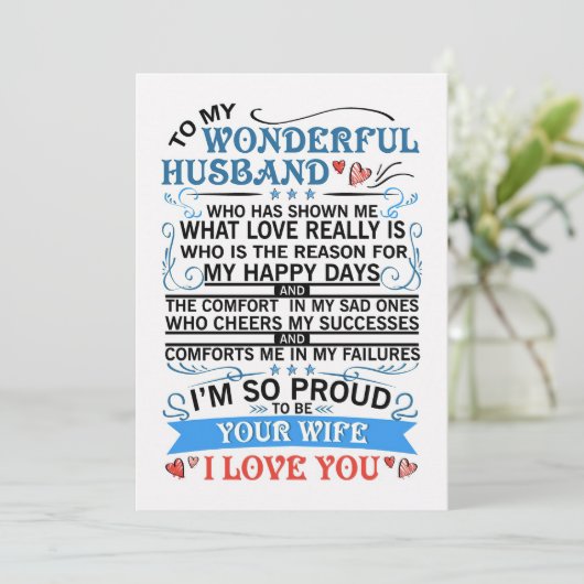 Echtgenoot aan mijn wonderlijke man feestdagenkaart (Staand voorkant)