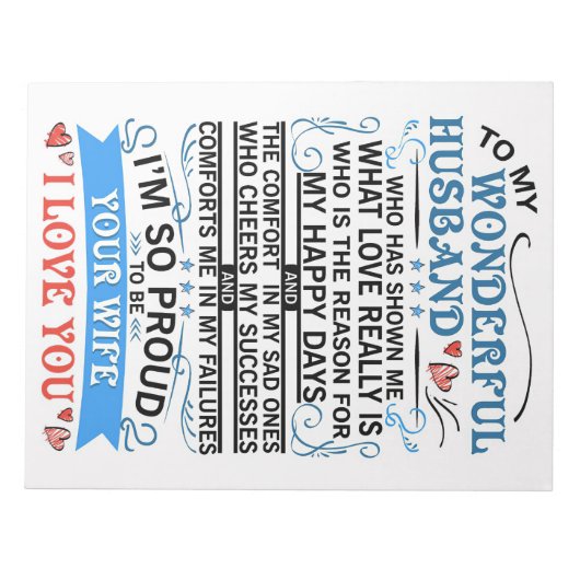 Echtgenoot aan mijn wonderlijke man notitieblok (Voorkant)