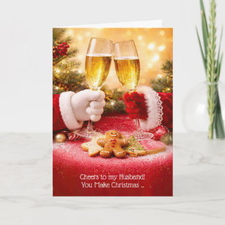 Echtgenoot Champagne Toast Kerst Gelukkig Nieuwjaa Kaart