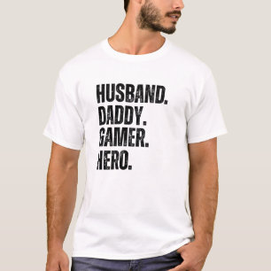 Echtgenoot Daddy Gamer Hero Bold T-shirt