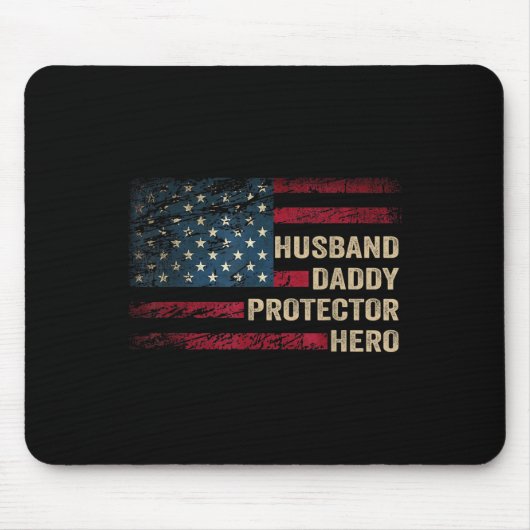 Echtgenoot Daddy Protector Hero Distressed USA Vla Muismat (Voorkant)