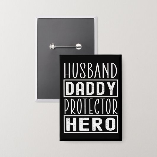Echtgenoot Daddy Protector Hero Veteran Papa Button (Voorkant / Achterkant)