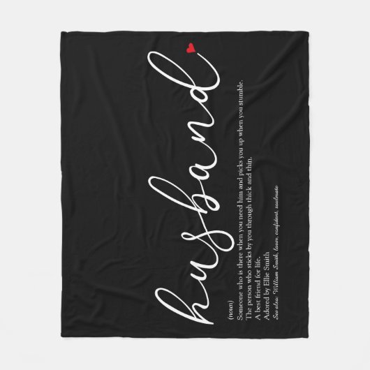 Echtgenoot Definitie Script Liefde Hart Fleece Deken (Voorkant)