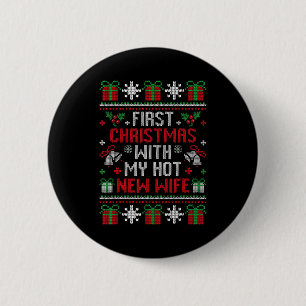 Echtgenoot Echtgenote Eerste Kerstmis Net Getrouwd Ronde Button 5,7 Cm