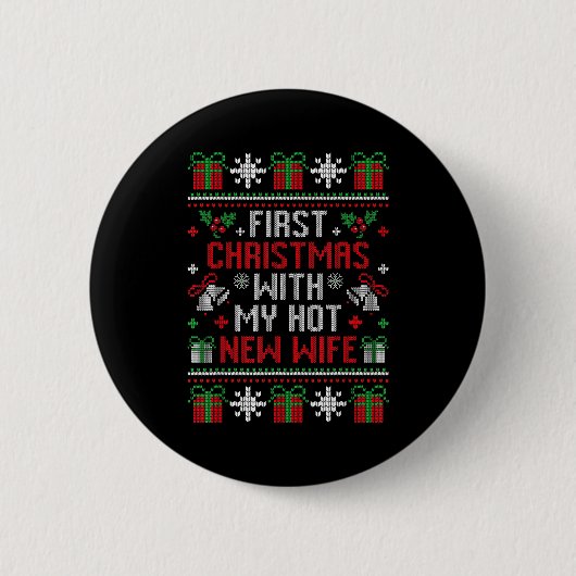 Echtgenoot Echtgenote Eerste Kerstmis Net Getrouwd Ronde Button 5,7 Cm (Voorkant)