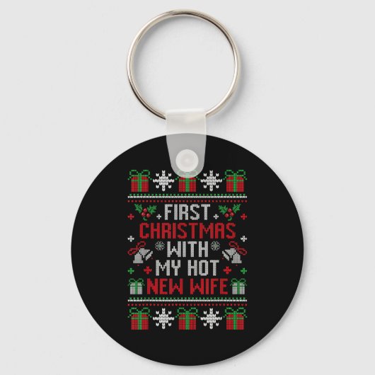 Echtgenoot Echtgenote Eerste Kerstmis Net Getrouwd Sleutelhanger (Voorkant)