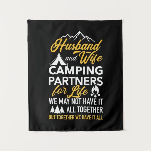 Echtgenoot en Echtgenote Camping Partner voor het Wandkleed (Voorkant)