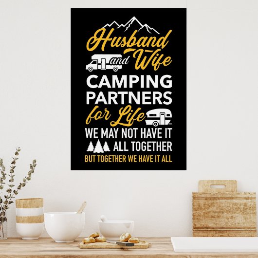 Echtgenoot en echtgenote Camping Partners Poster (Keuken)