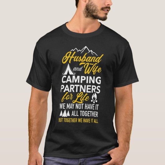 Echtgenoot en echtgenote Camping Partners T-shirt (Voorkant)