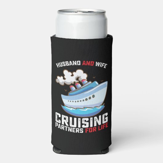 Echtgenoot en echtgenote die partners voor het lev seltzer blikjeskoeler (Seltzer Voorkant)
