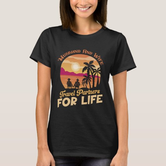Echtgenoot en echtgenote reispartners voor life cr t-shirt (Voorkant)