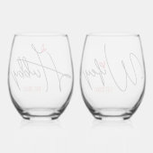 Echtgenoot en echtpaar gepersonaliseerd wijnglas zonder voet (Achterkant)