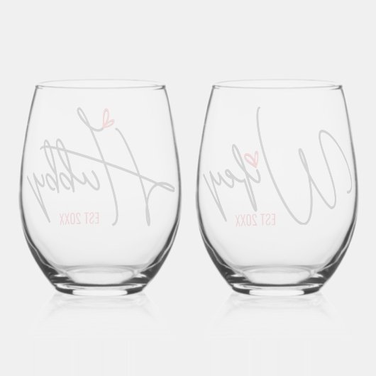 Echtgenoot en echtpaar gepersonaliseerd wijnglas zonder voet (Achterkant)