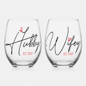 Echtgenoot en echtpaar gepersonaliseerd wijnglas zonder voet (Voorkant)