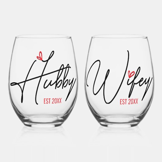 Echtgenoot en echtpaar gepersonaliseerd wijnglas zonder voet (Voorkant)