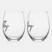 Echtgenoot en echtpaar gepersonaliseerd wijnglas zonder voet (Links)
