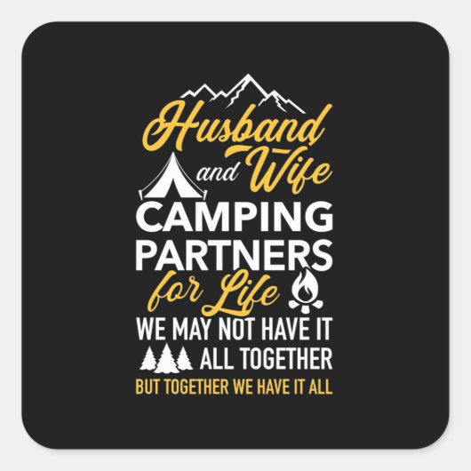 Echtgenoot en vrouw Camping Partner for Life Vierkante Sticker (Voorkant)