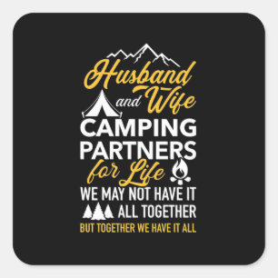 Echtgenoot en vrouw Camping Partner for Life Vierkante Sticker