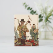 echtgenoot en vrouw met tuinbouwmiddelen briefkaart (Staand voorkant)