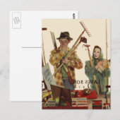 echtgenoot en vrouw met tuinbouwmiddelen briefkaart (Voorkant / Achterkant)