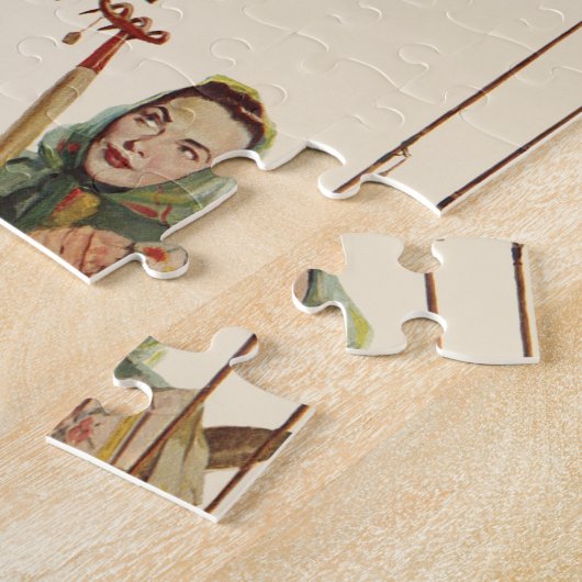  echtgenoot en vrouw met tuinbouwmiddelen legpuzzel (Zijkant)