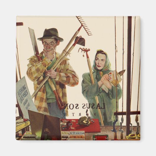  echtgenoot en vrouw met tuinbouwmiddelen magneet (Voorkant)