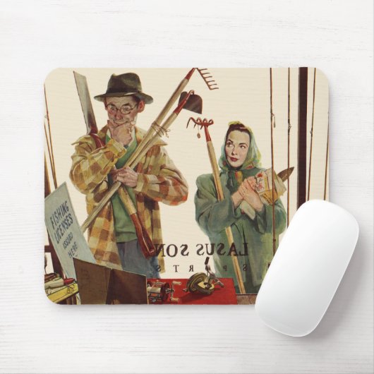  echtgenoot en vrouw met tuinbouwmiddelen muismat (Met muis)