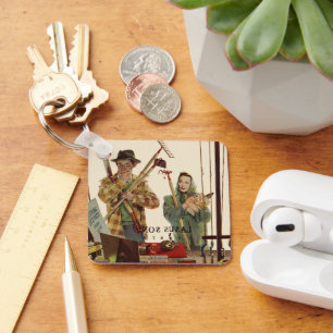  echtgenoot en vrouw met tuinbouwmiddelen sleutelhanger