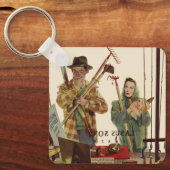  echtgenoot en vrouw met tuinbouwmiddelen sleutelhanger (Voorkant)